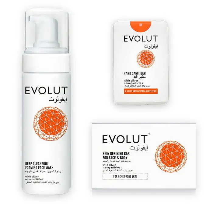 Evolut combo of face wash,  handsanitizer and skin refining bar